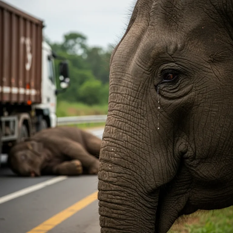 Ibu Gajah Menangis Anak Maut Dilanggar Lori di Gerik-Jeli