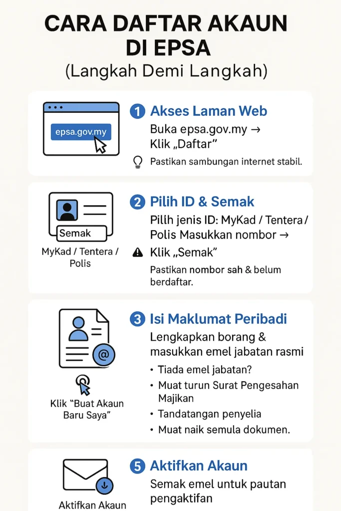 EPSA 2025: Cara Login & Pendaftaran 2 Daftar Akaun di EPSA