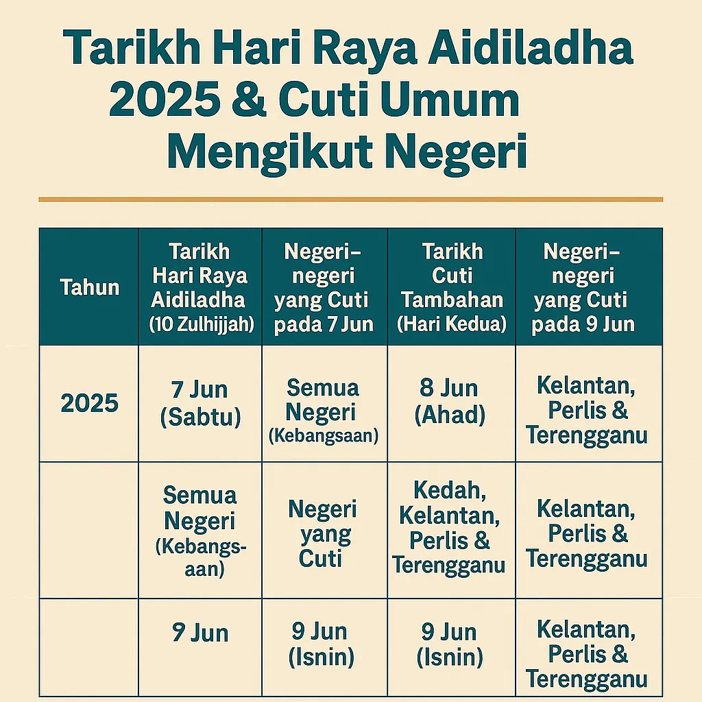 Panduan Takbir Aidiladha 2025: Waktu Bermula, Lafaz Penuh & Hukum 3 Takbir Aidiladha 2025 1