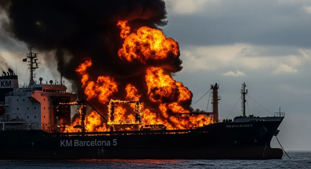 KM Barcelona 5 Terbakar: 3 Maut, Ratusan Panik Terjun Laut 2 Kapal Feri KM Barcelona 5 Terbakar 10