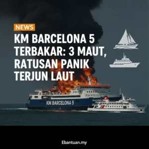 Kapal KM Barcelona 5 Terbakar
