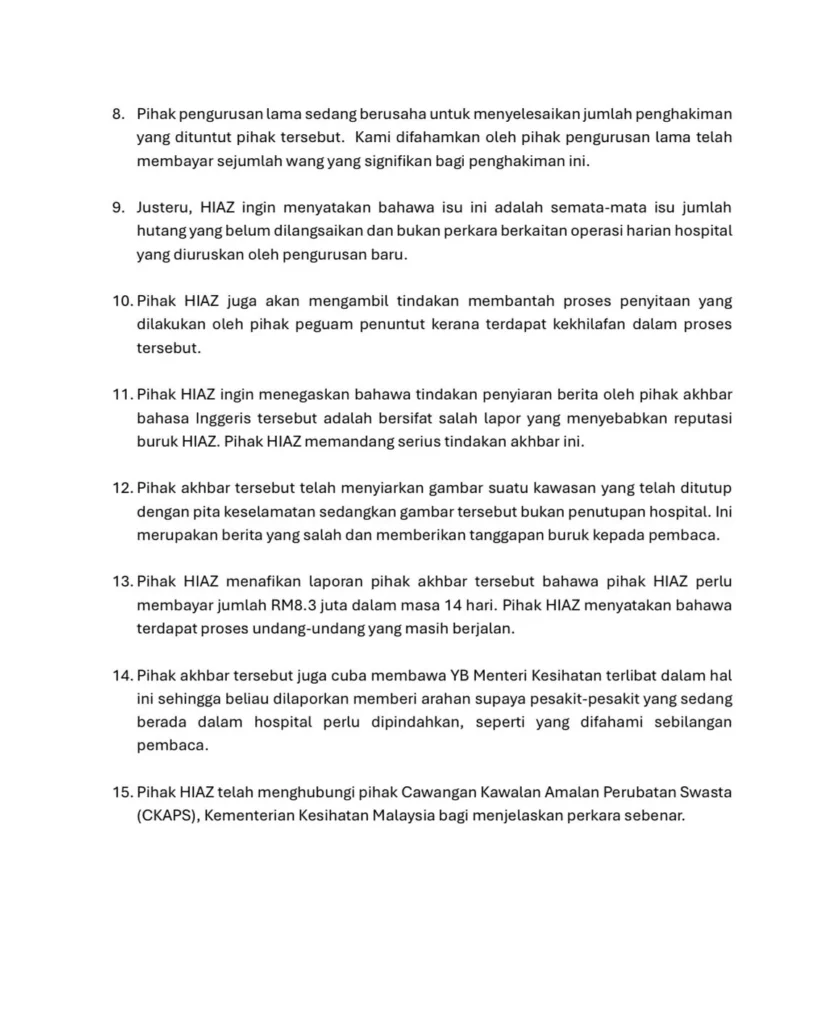 Rampas Aset: Hospital Az-Zahrah Bangi Kena Saman RM8.32Juta 9 Saman Hospital Az Zahrah Bangi 4