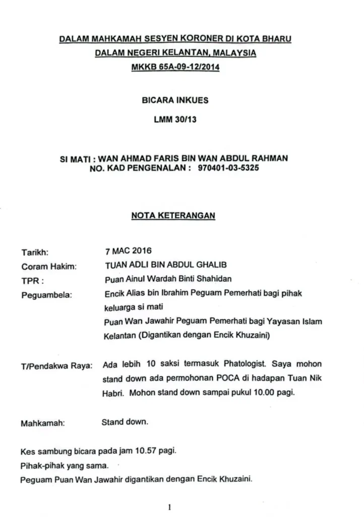 Kes Kematian Wan Ahmad Faris 11