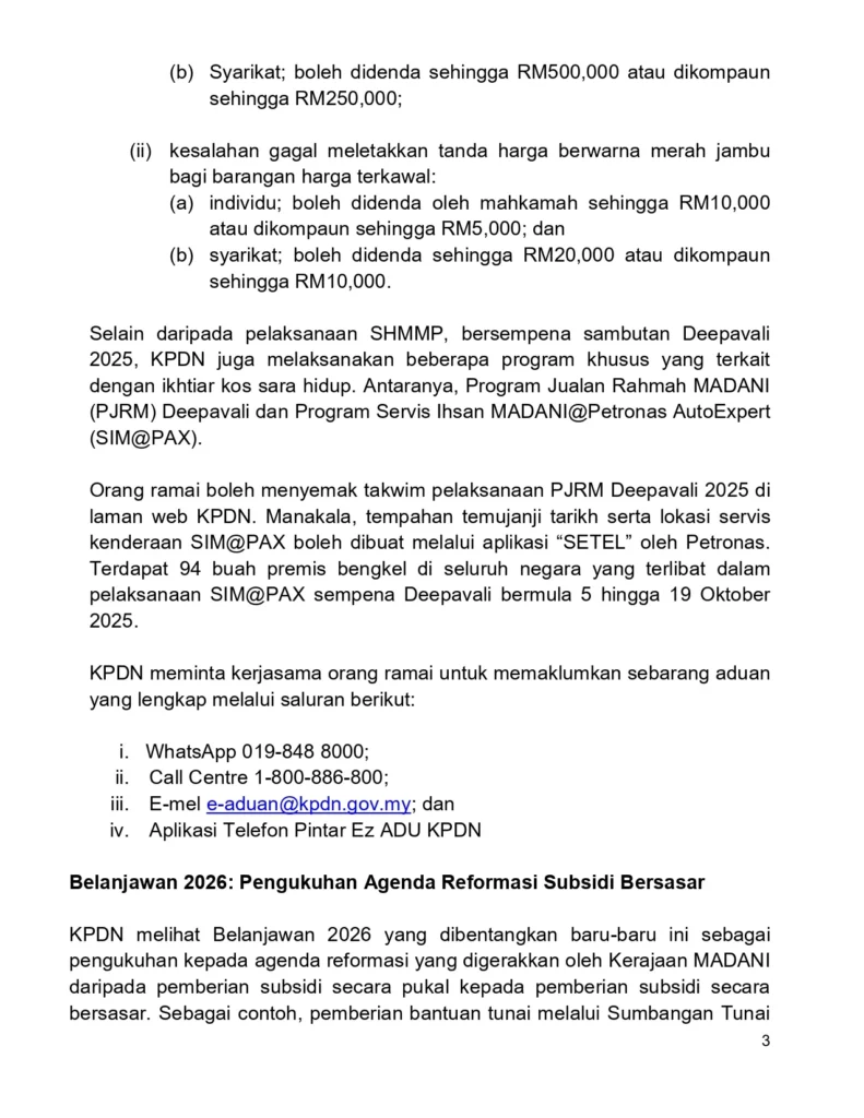 Lampiran 3 Harga Kawalan Deepavali 2025