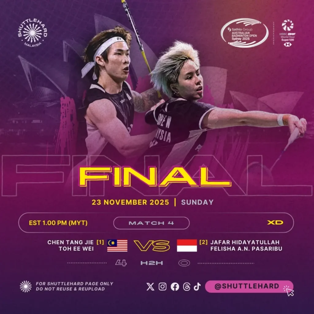 Jadual Perlawanan Australian Open 2025 – Hari Keenam Final