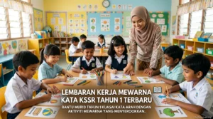 Lembaran Kerja Mewarna Kata Arah KSSR Tahun 1 Terbaru
