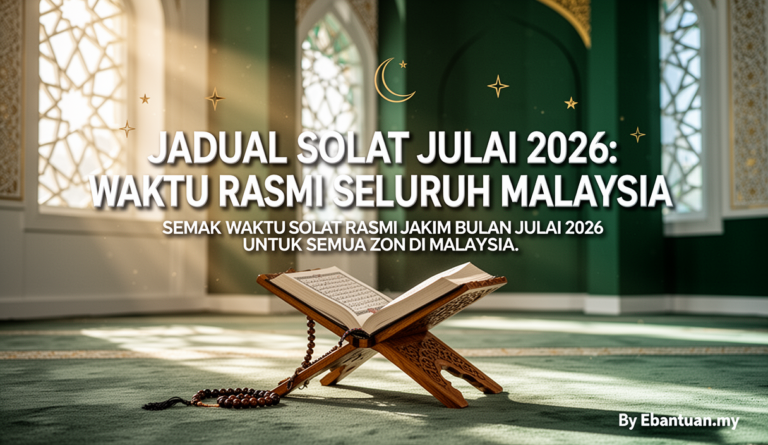 Jadual Solat Julai 2026: Waktu Rasmi Seluruh Malaysia