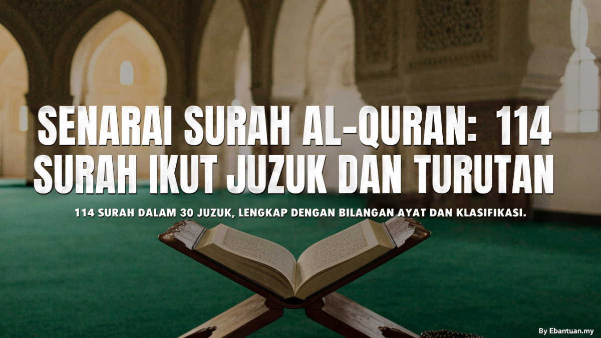 Senarai Surah Al-Quran: 114 Surah Ikut Juzuk dan Turutan 1 Senarai Surah Al-Quran: 114 Surah Ikut Juzuk dan Turutan